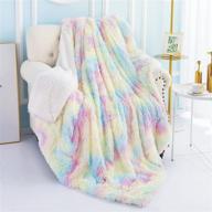 🌈 noahas soft fuzzy rainbow blanket for girls kids - plush fluffy throw blankets with sherpa reversible cute faux fur - rainbow throw girls room decor - colorful lightweight blanket for couch sofa bed logo