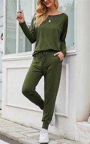 img 2 attached to PRETTYGARDEN Sweatsuit Shoulder Loungewear Tracksuits Women's Clothing and Lingerie, Sleep & Lounge