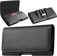 📱 de-bin cell phone holster for iphone 13 pro max, 12 pro max, 11 pro max, xs max - belt case holder pouch with belt clip, belt loop, and id card slot - fits large apple iphone max with case - black logo