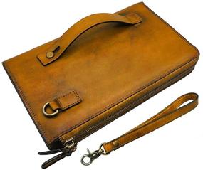 img 4 attached to Genuine Leather Wristlets Wallets: Stylish Men's Handbag Accessories