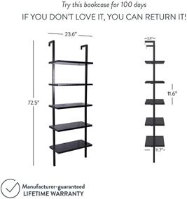 img 1 attached to Nathan James Theo: Sleek 5-Shelf Black Modern Bookcase with Industrial Metal Frame