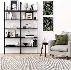 img 3 attached to Nathan James Theo: Sleek 5-Shelf Black Modern Bookcase with Industrial Metal Frame