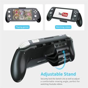 img 2 attached to 🎮 Grip for Nintendo Switch Lite - Enhanced Comfort & Ergonomics with Adjustable Stand, 4 Game Slots, and Thump Caps Included - OIVO Lite Rider