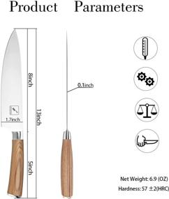 img 1 attached to Imarku 8-дюймовой поварской нож - острый овощной нож из немецкой нержавеющей стали с высоким содержанием углерода со специальной эргономичной рукояткой и золотыми акцентами.