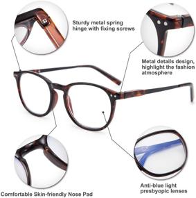 img 2 attached to 👓 Karsaer Retro Blue Light Blocking Reading Glasses for Women and Men: TR90 Lightweight Frame, Anti-Glare, and Eyestrain Relief for Computer Users