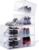 👟 attelite drop front shoe box set - stackable plastic shoe storage with clear door, display sneakers – pack of 6, fits us size 12 (13.4”x 10.6”x 7.4”) logo