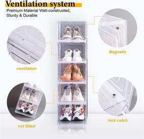 img 1 attached to 👟 Attelite Drop Front Shoe Box Set - Stackable Plastic Shoe Storage with Clear Door, Display Sneakers – Pack of 6, Fits US Size 12 (13.4”x 10.6”x 7.4”)