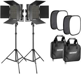 img 4 attached to Neewer 2-Piece Bi-Color 660 LED Video Light Bundle with Stand and Softbox Kit: (2)CRI96+ Dimmable Lights, 3200-5600K, U Bracket, Barndoor, Stands, Softbox - Ideal for Studio Photography and Video Shooting