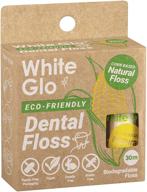 white glo eco-friendly dental floss - 100% biodegradable, corn-based, naturally waxed for plaque removal and healthy smile - mint flavored - vegan, gluten-free, cruelty-free - 33 yds (30m) logo