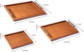 img 1 attached to Rustic Ottoman Coffee Table Tray Set - Wooden 3 Piece Decorative Trays with Gold 👑 Handles and Artistic Brown Finish for Wood Vanity Accents - Small, Medium, Large Japanese Princess Tray Set