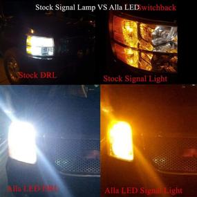 img 2 attached to Alla Lighting 7443 7444NA LED Switchback Dual Color Amber Yellow/6000K White Turn Signal Lights/DRL Ultra Bright 2835 28-SMD T20 Wedge Blinker Lamps