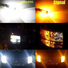 img 3 attached to Alla Lighting 7443 7444NA LED Switchback Dual Color Amber Yellow/6000K White Turn Signal Lights/DRL Ultra Bright 2835 28-SMD T20 Wedge Blinker Lamps