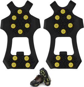 img 2 attached to Rubber Spikes Traction Cleats - Anti-Slip Ice & Snow Grips, Slip-on Stretch Footwear with 10-Studs Crampons, Suitable for Men, Women, and Children - Available in S/M/L/XL sizes