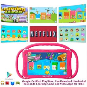 img 3 attached to 📱 32GB Kids Tablet with WiFi, Android OS, Pre-Installed Educational Apps, YouTube, Netflix, Parental Control, Kid-Proof Case, Handles, Lanyard - Rosered1