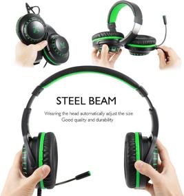 img 2 attached to Pacrate Gaming Headset: Noise Cancelling Headphones with Microphone for Laptop, Xbox One, PS4 - Deep Bass, LED Lights - Ideal for Kids & Adults