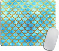 🐟 blue watercolor fish scales mousepad - mermaid tail design, rectangle shape with non-slip rubber base - size: 9.5 x 7.9 inch (240mmx200mmx3mm) logo