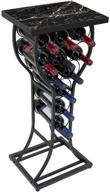 🍷 sorbus freestanding wine rack console table - compact wine storage organizer display for small spaces, holds 11 bottles, sleek metal with faux marble finish (marble wine rack - black) логотип