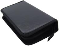 📁 grosun black pu leather cd dvd storage cases: stylish, portable wallet bags for 80 discs capacity logo