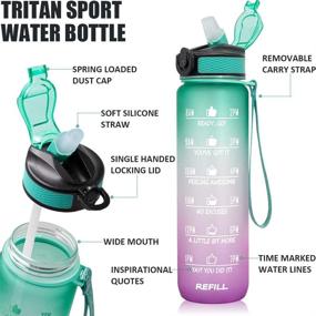 img 3 attached to 💧 Stay Hydrated and Motivated with our 32 oz Motivational Water Bottle with Time Marker & Straw