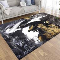 👌 ковер pamime soft large area rug, абстрактное черно-бело-золотое акриловое изображение на холсте 5x7, ковер-искусство для гостиной, спальни, столовой. логотип