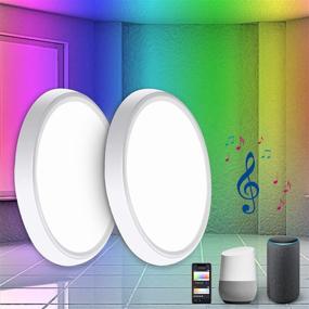 img 4 attached to 🌟 Enhance Your Space with Yuusei Smart Dimmable Ceiling Lights - 2 Pack, Alexa & Google Home Compatible, WiFi Enabled, RGB Backlight - Perfect for Bedroom & Living Room, 35W 12 Inch