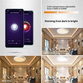 img 2 attached to 🌟 Enhance Your Space with Yuusei Smart Dimmable Ceiling Lights - 2 Pack, Alexa & Google Home Compatible, WiFi Enabled, RGB Backlight - Perfect for Bedroom & Living Room, 35W 12 Inch