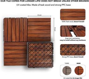 img 3 attached to 🔆 Outdoor Teak Wood Deck Tiles - Balcony and Patio Flooring, Waterproof and Interlocking, UV Protected, Ideal for Indoor/Outdoor Use, Grass Composite Decking, Portable Dance Floor for Outdoor Party - Set of 10pcs (12" x 12")