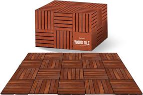 img 4 attached to 🔆 Outdoor Teak Wood Deck Tiles - Balcony and Patio Flooring, Waterproof and Interlocking, UV Protected, Ideal for Indoor/Outdoor Use, Grass Composite Decking, Portable Dance Floor for Outdoor Party - Set of 10pcs (12" x 12")