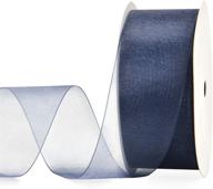 yama 1.5 inch organza ribbon roll - 25 yard spool for gift wrapping, bouquet decoration, craft, navy blue logo