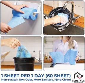 img 3 attached to 🧽 Efficient Disposable Non-Scratch Dish Sponge Scrub Scouring Sheets for Versatile Cleaning: Kitchen, Dishwashing, Camping - Heavy Duty Blue Pads - 1 Roll Lasting 60 Days