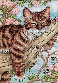 img 1 attached to Dimensions Gold Collection Napping Kitten Cross Stitch Kit - 18 Count White Aida, 5'' x 7'' - Create a Beautiful Cross Stitch Masterpiece