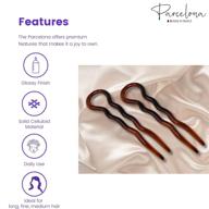 🌟 parcelona large french sleek tortoise shell chignon hair pin sticks set - 3 1/2" celluloid, made in france, wavy crink u-shaped - ideal for women and girls logo