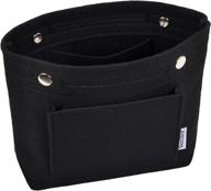 black vercord mini slim felt purse organizer insert for women – perfect inside handbag tote pocketbook logo