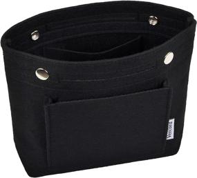 img 4 attached to Black Vercord Mini Slim Felt Purse Organizer Insert for Women – Perfect Inside Handbag Tote Pocketbook