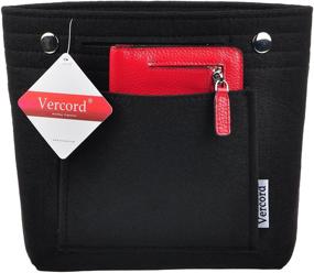 img 3 attached to Black Vercord Mini Slim Felt Purse Organizer Insert for Women – Perfect Inside Handbag Tote Pocketbook