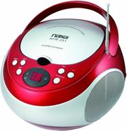 🎵 улучшите свой музыкальный опыт с портативным cd-плеером naxa electronics npb-251rd - стереорадиоприемник am/fm в ярко-красном цвете логотип