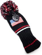 american knit golf pom pom rescue hybrid utility fairway wood cover headcover club protector with interchangeable number tag long neck - ideal for taylormade, pxg, titleist, callaway, cleveland логотип