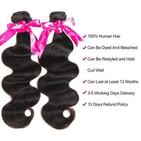 img 2 attached to Beauty Princess 9A Brazilian Hair Body Wave 3 Bundles - 16 18 20 Inch Natural Color Human Hair Weave