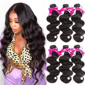 img 4 attached to Beauty Princess 9A Brazilian Hair Body Wave 3 Bundles - 16 18 20 Inch Natural Color Human Hair Weave