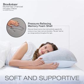 img 1 attached to 🛏️ Давление снимающая угольно пропитанная пена для кровати от Brookstone - Мягкая и поддерживающая подушка King Size с гипоаллергенным наполнителем лучше, чем пух - Съемный и стираемый чехол