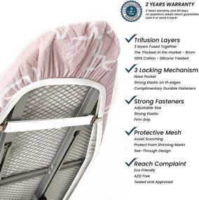 img 2 attached to 🔥 Balffor Silicone Wider Ironing Board Cover and Pad - Scorch Proof TriFusion Iron Board Cover in White & Pink with Bonus Adjustable Fasteners and Protective Mesh: Ultimate Ironing Solution!