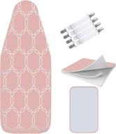 🔥 balffor silicone wider ironing board cover and pad - scorch proof trifusion iron board cover in white & pink with bonus adjustable fasteners and protective mesh: ultimate ironing solution! logo