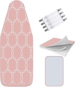 img 4 attached to 🔥 Balffor Silicone Wider Ironing Board Cover and Pad - Scorch Proof TriFusion Iron Board Cover in White & Pink with Bonus Adjustable Fasteners and Protective Mesh: Ultimate Ironing Solution!