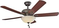 save energy with stylish 52 inch led ceiling fan: nutmeg espresso blades & white glass light bowl logo