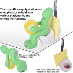 img 2 attached to 📦 Versatile Office Desk Accessories Set – Tape Dispenser, Memo Pad Holder, Paperclips, Sticky Notes, Pen Holder, Emoji Stickers – Ideal Gift for Students and Office Workers (Green)