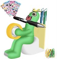 📦 versatile office desk accessories set – tape dispenser, memo pad holder, paperclips, sticky notes, pen holder, emoji stickers – ideal gift for students and office workers (green) логотип