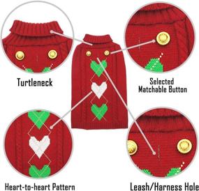 img 3 attached to 🐶 KYEESE Dog Sweater with Leash Hole: Heart Pattern Turtleneck Knitwear for Warmth in Fall and Winter