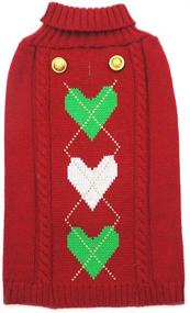 img 4 attached to 🐶 KYEESE Dog Sweater with Leash Hole: Heart Pattern Turtleneck Knitwear for Warmth in Fall and Winter