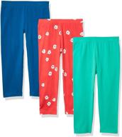 amazon essentials 3 pack vacation girls' clothing: leggings for all-day comfort logo