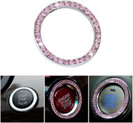 beler pink car decorative diamante ring interior one-key engine start stop ignition push button fit for bmw benz audi cadillac logo